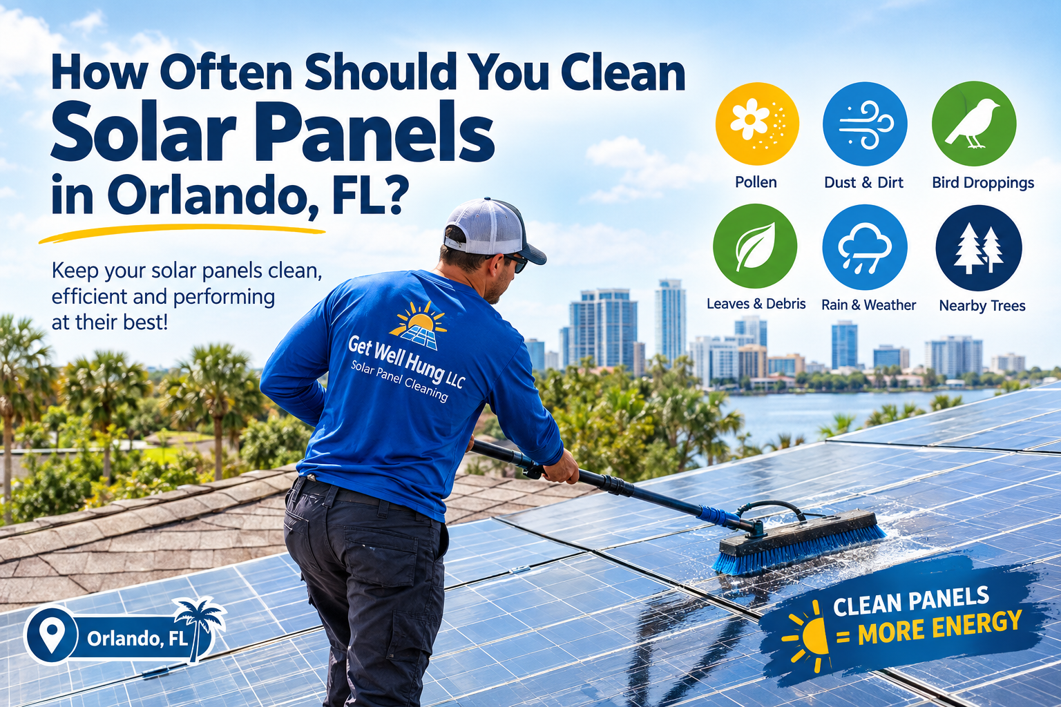 How often should you clean solar panels in Orlando FL